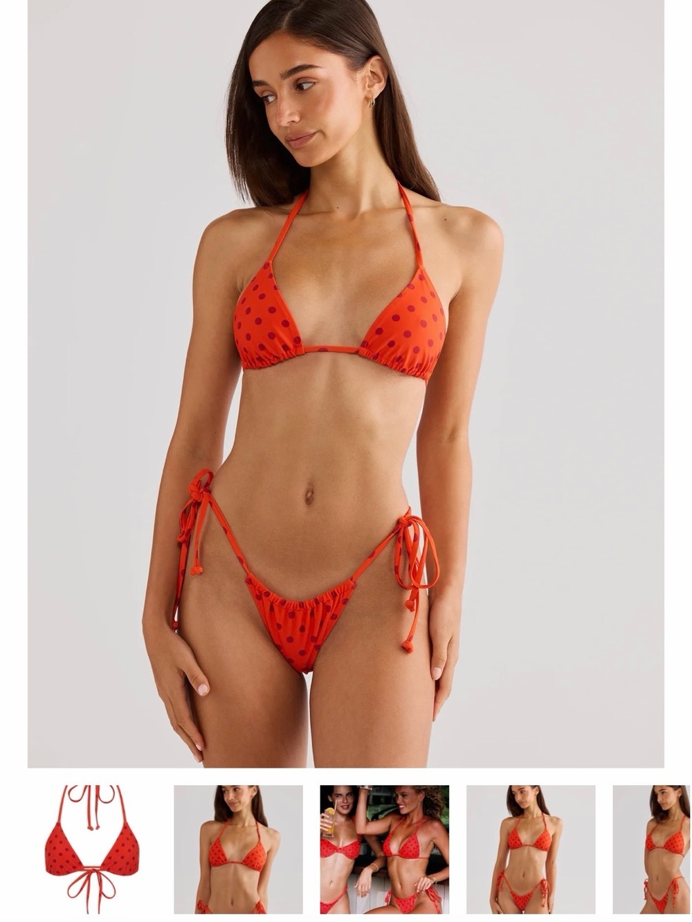 Vacay Swimwear Red Polka Dot Tie-Side Bikini Set - Women Swim